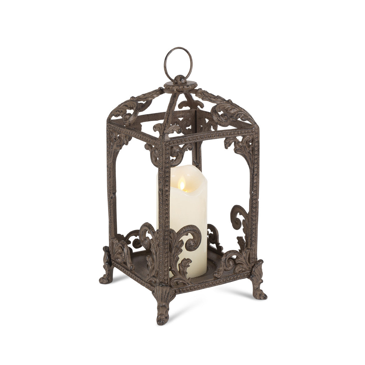 Parkhill Collection Acanthus Cast Aluminum Lantern, 14"