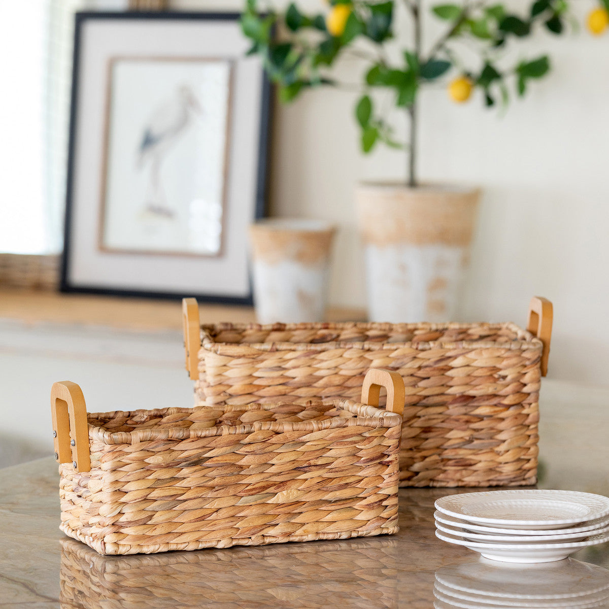 Parkhill Collection Woven Water Hyacinth Rectagle Storage Basket