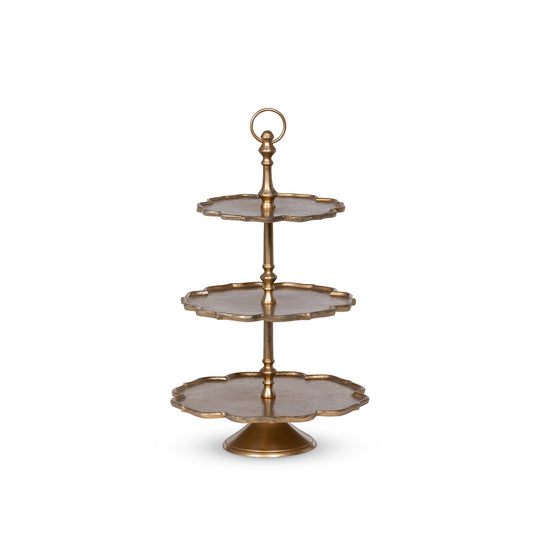 Parkhill Collection Scalloped Edge Cast Aluminum Tiered Server, 30"