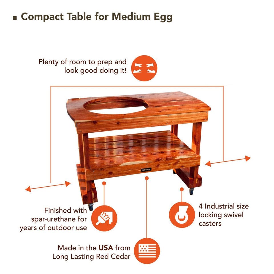 JJGeorge Compact Table for Medium Big Green Egg - Kitchen King Direct