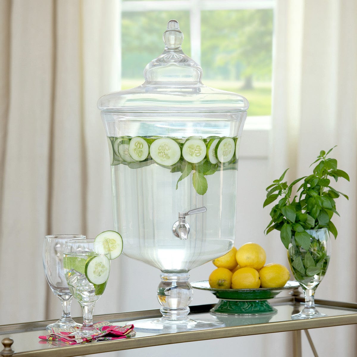 Parkhill Collection Classic Crystal Beverage Dispenser, 12qt. - Kitchen King Direct