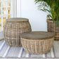 Parkhill Collection Rattan Side Table with Wood Top - Kitchen King Direct