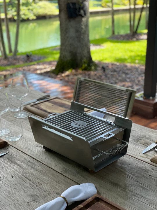 TAGWOOD BBQ Table Top Warming Brazier | Stainless Steel and Acacia wood - Kitchen King Direct