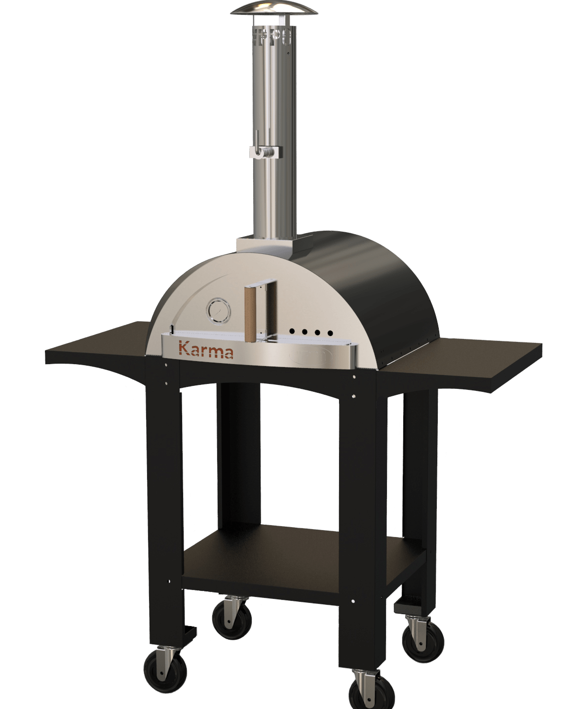 WPPO Karma 25" Wood Fired Pizza Oven with Black Cart - Kitchen King Direct