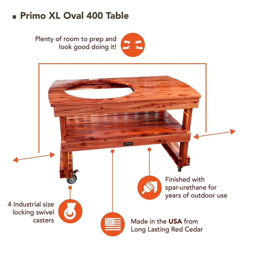 JJGeorge Long Table for Primo Oval 400 XL - Kitchen King Direct
