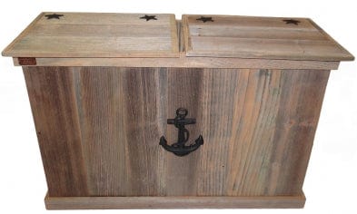 Haggards Rustic Goods Double Trash Can With Anchor Black - Kitchen King Direct