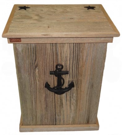 Haggards Rustic Goods Single Trash Can With Anchor Black - Kitchen King Direct