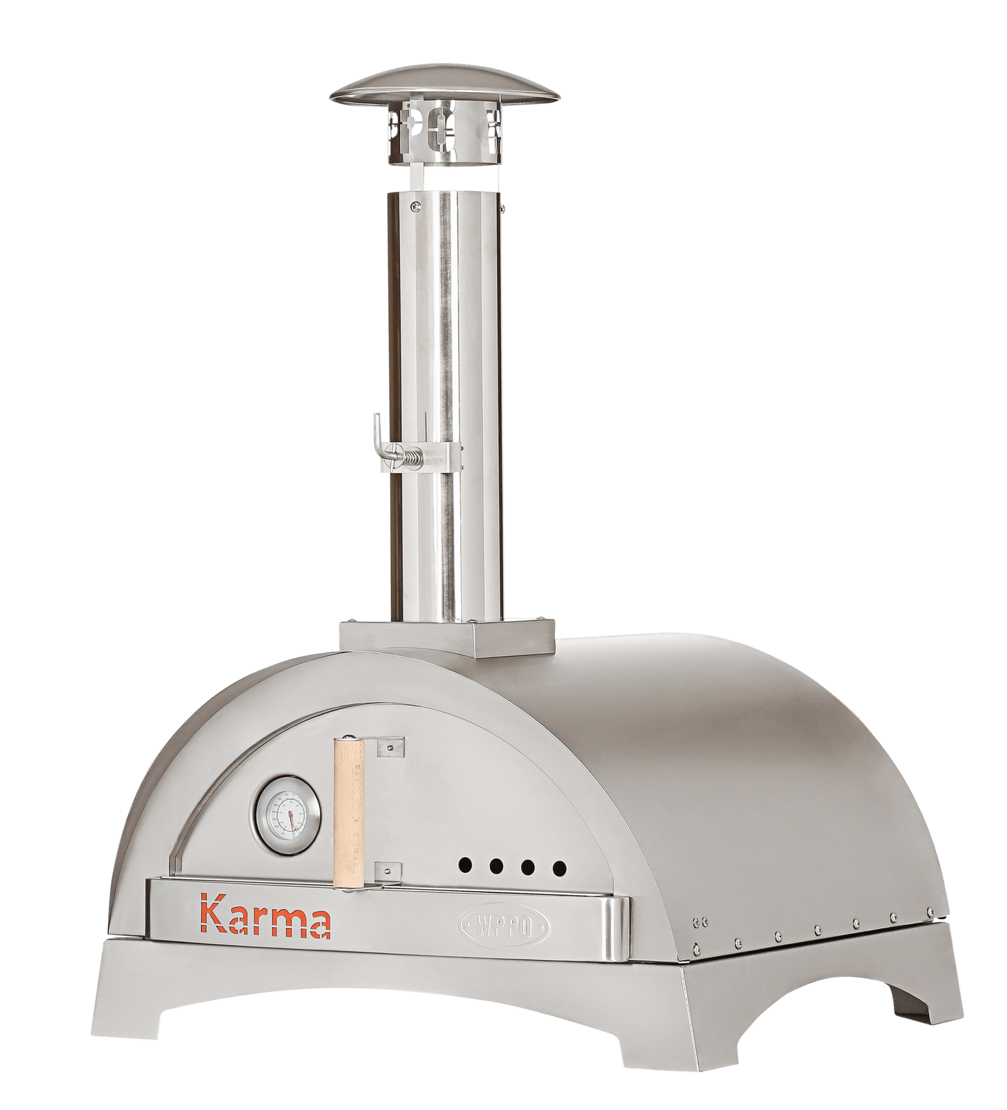 WPPO Wood Fired Pizza Oven, Karma 25 - 304SS W/ Base Karma 25 - 304SS With 201SS (includes counter top base) - Kitchen King Direct